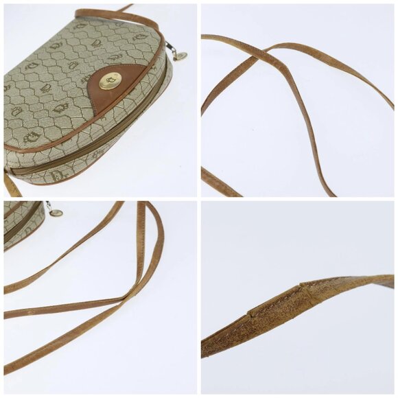 Christian Dior Honeycomb Canvas Shoulder Bag PVC Leather Beige Auth bs30408 - Picture 16 of 16